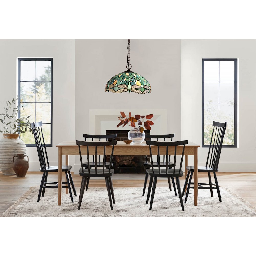 Sunniva Dragonfly Tiffany-Style 2-Light Ceiling Pendant 16" Shade