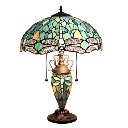 Sunniva Dragonfly Tiffany-Style 3-Light Double Lit Table Lamp 16" Shade