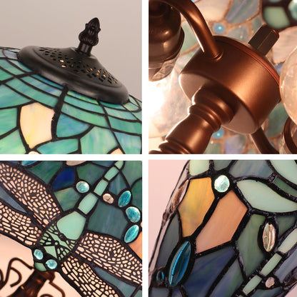 Sunniva Dragonfly Tiffany-Style 3-Light Double Lit Table Lamp 16" Shade