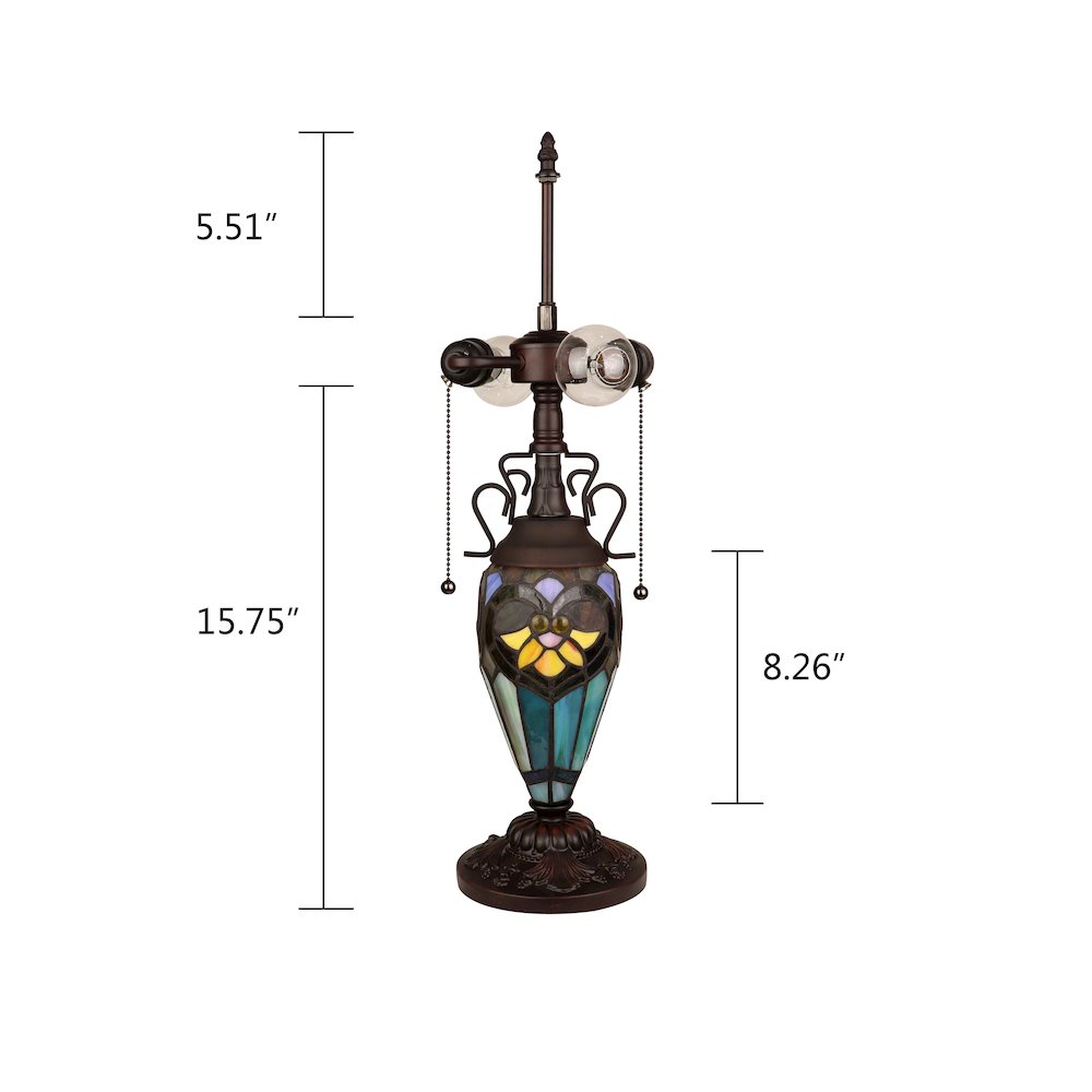 Kendall Tiffany-Style 3-Light Victorian Double Lit Table Lamp 16" Shade