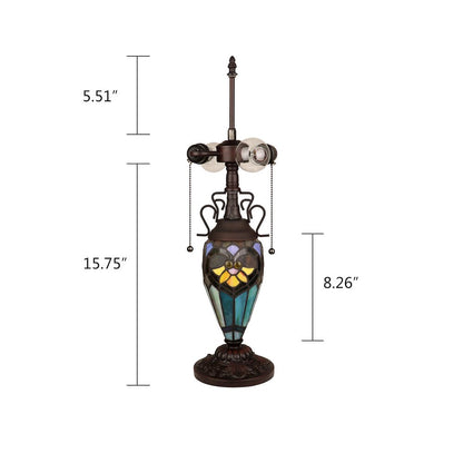 Kendall Tiffany-Style 3-Light Victorian Double Lit Table Lamp 16" Shade