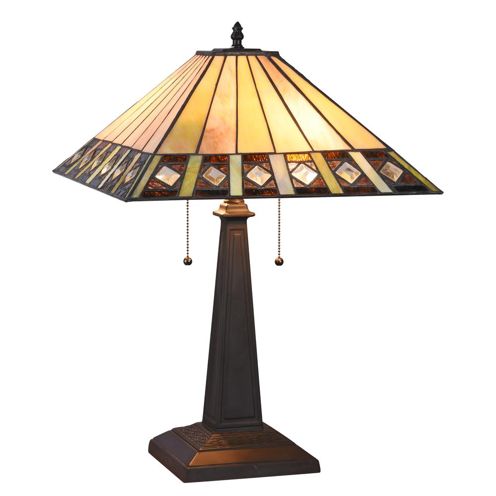 GILES Tiffany-style 2 Light Mission Table Lamp 16" Shade