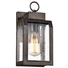 MILTON Industrial-style 1 Light Antique Gold Outdoor Wall Sconce 12" Tall
