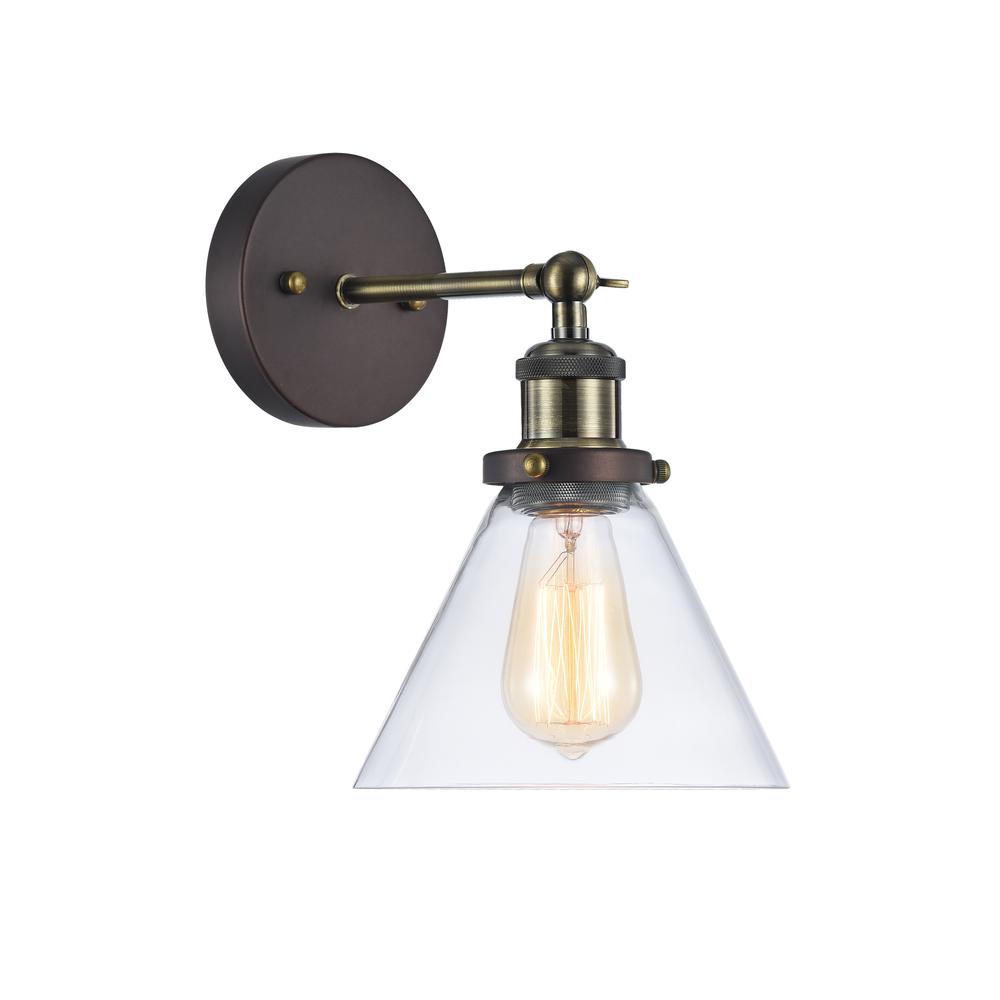 MANETTE Industrial-style 1 Light Rubbed Bronze Wall Sconce 7" Wide