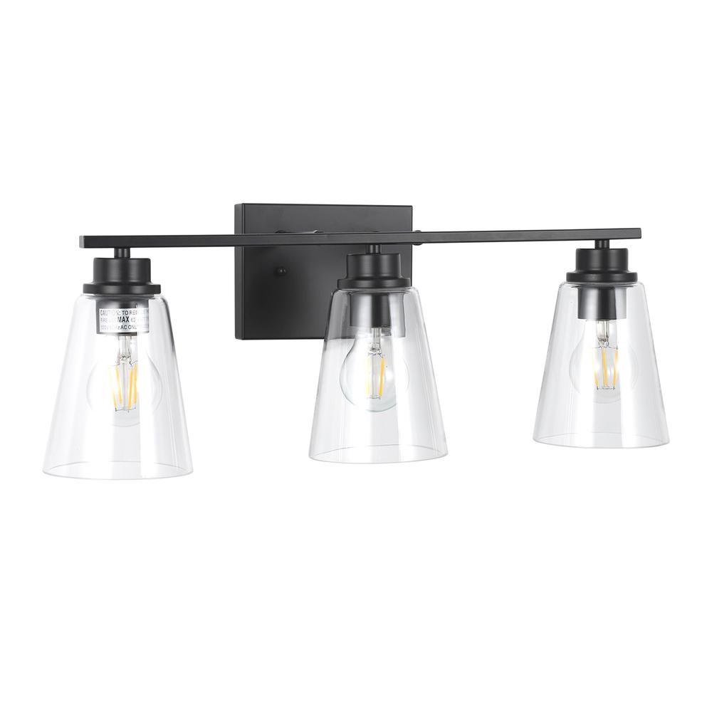 CHLOE Lighting ERIAN Transitional 3 Light Matt Black Vanity Bath Light 22" Wide