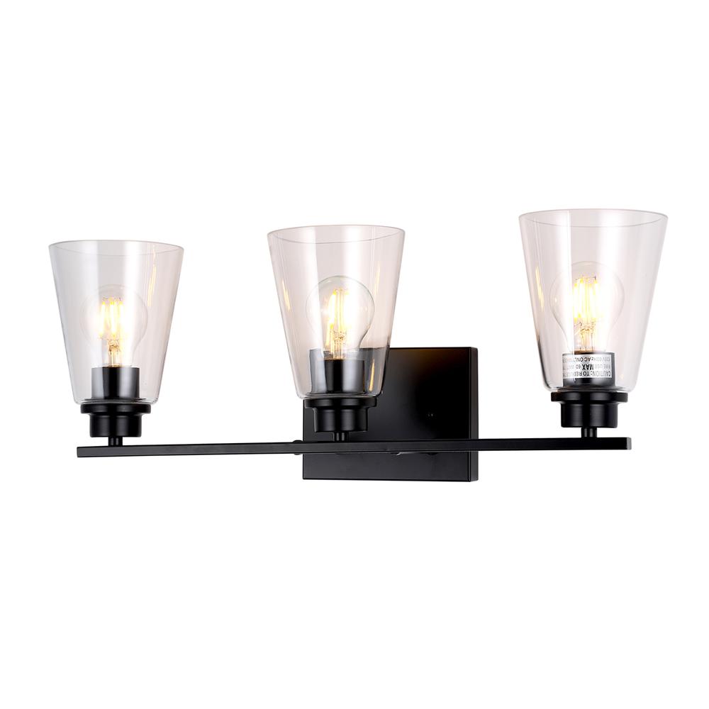 CHLOE Lighting ERIAN Transitional 3 Light Matt Black Vanity Bath Light 22" Wide