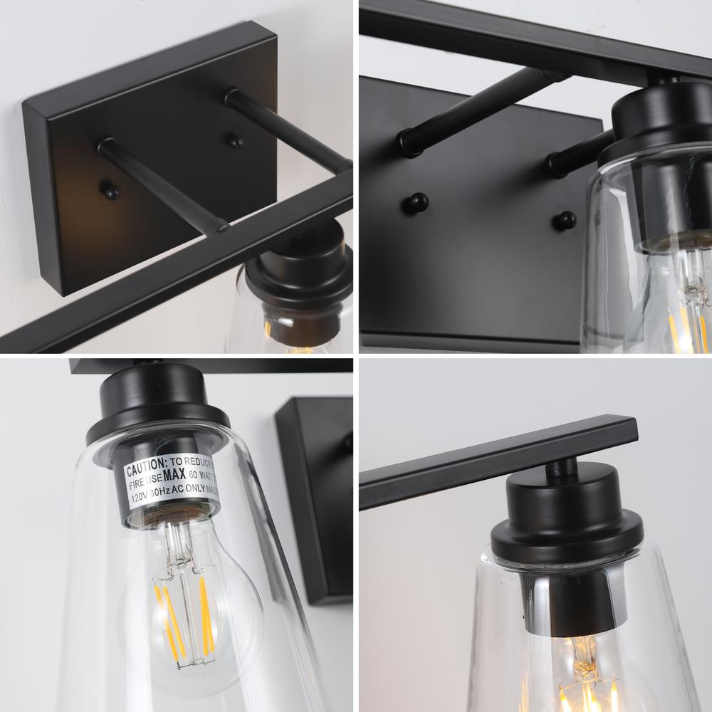 CHLOE Lighting ERIAN Transitional 3 Light Matt Black Vanity Bath Light 22" Wide
