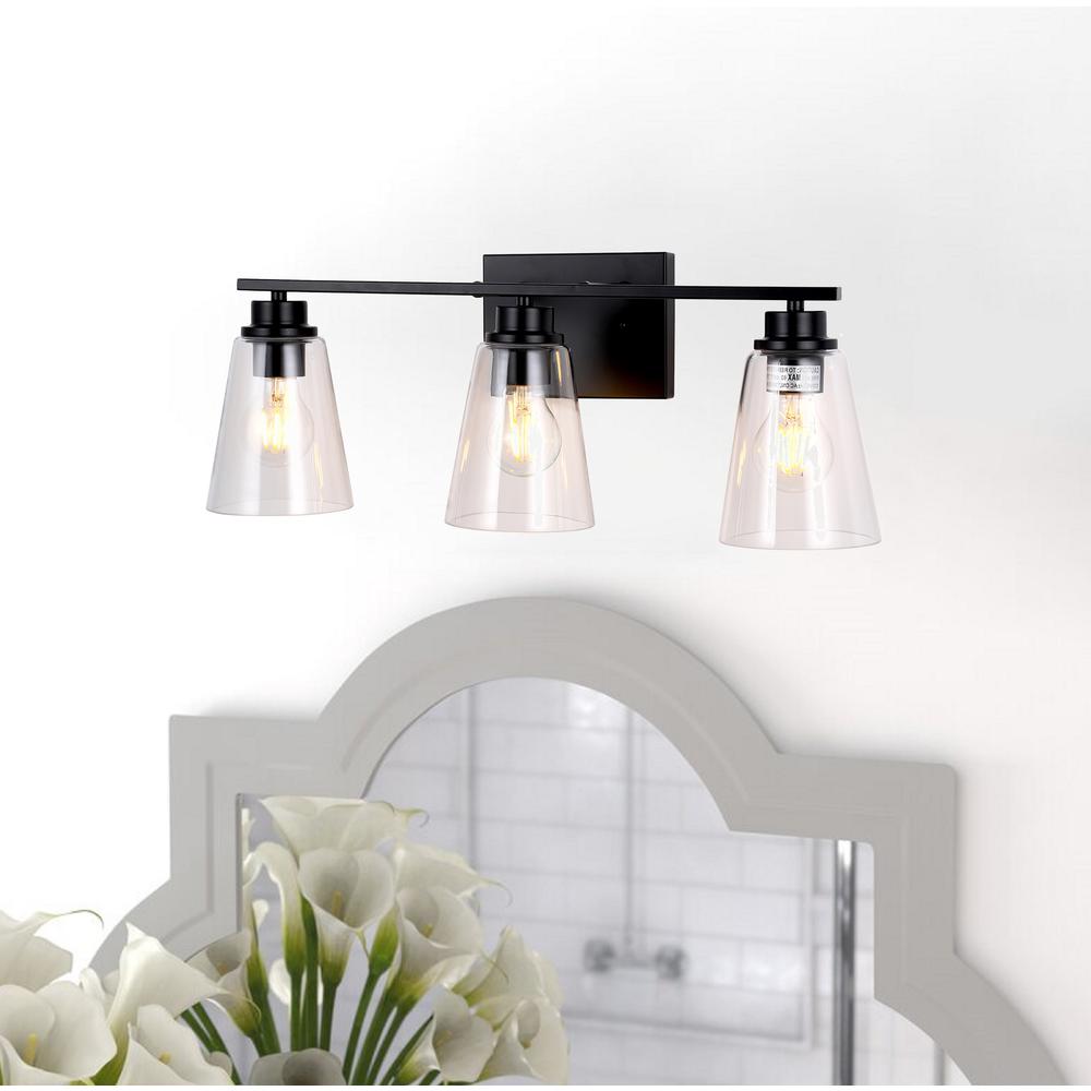 CHLOE Lighting ERIAN Transitional 3 Light Matt Black Vanity Bath Light 22" Wide