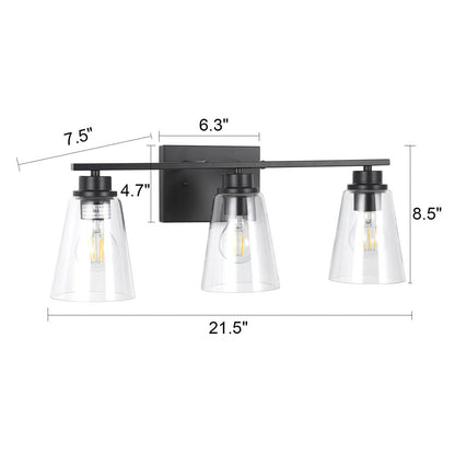 CHLOE Lighting ERIAN Transitional 3 Light Matt Black Vanity Bath Light 22" Wide