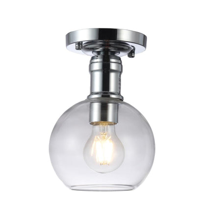 CHLOE Lighting STRANG Transitional 1 Light Chrome Semi-Flush Ceiling Fixture 6" Wide