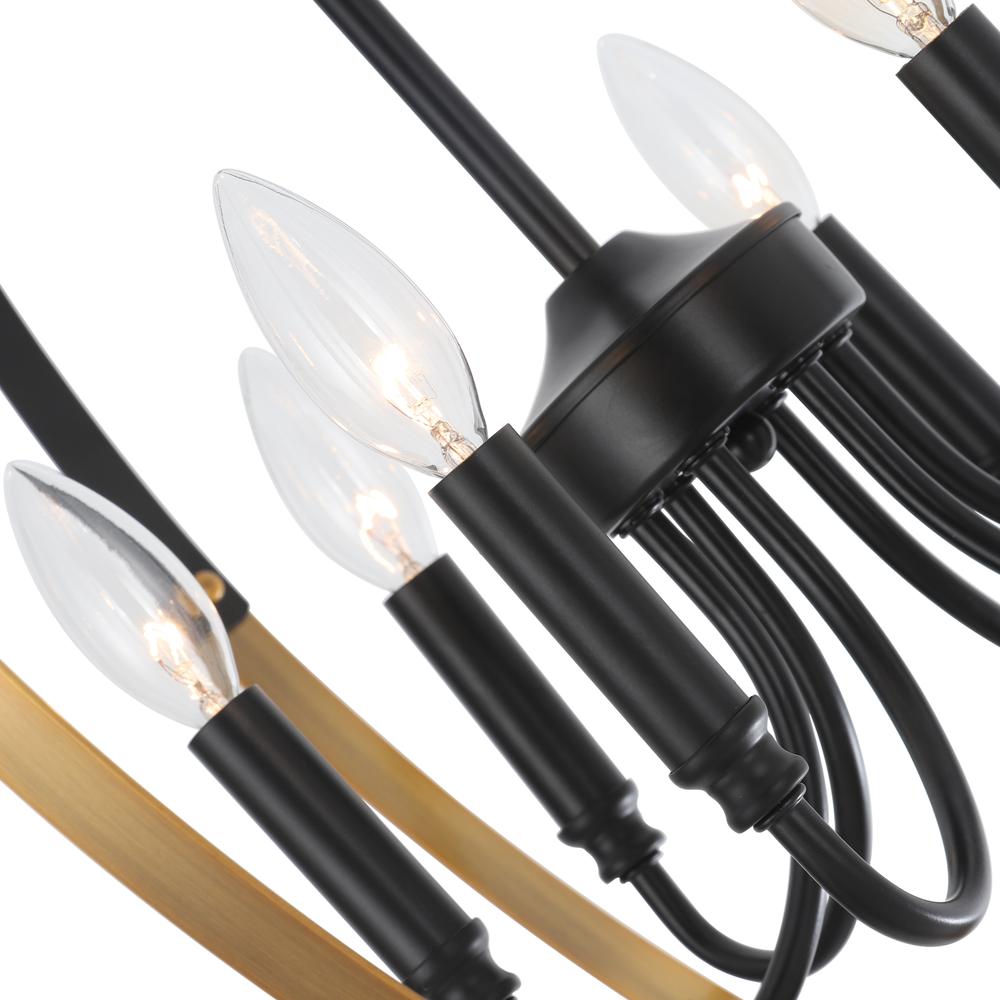 CHLOE Lighting WINONA Transitional 6 Light Matt Black/Antique Brass Finish Hanging Ceiling Pendant 20" Wide