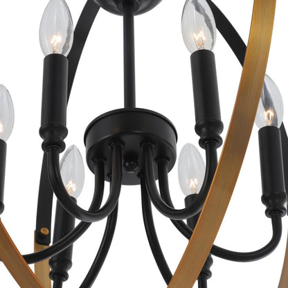 CHLOE Lighting WINONA Transitional 6 Light Matt Black/Antique Brass Finish Hanging Ceiling Pendant 20" Wide