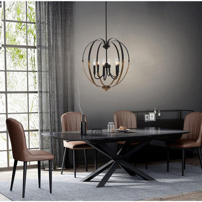 CHLOE Lighting WINONA Transitional 6 Light Matt Black/Antique Brass Finish Hanging Ceiling Pendant 20" Wide