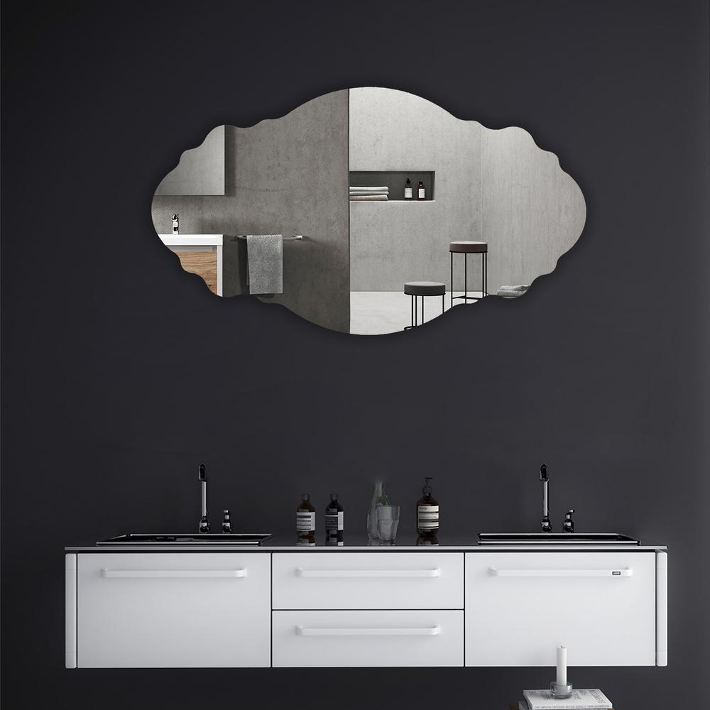 CHLOE's Reflection Horizontal Hanging Novelty Shaped Frameless Wall Mirror 24" Width