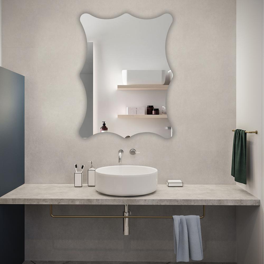 CHLOE's Reflection Verical/Horizontal Hanging Rectangle Shaped Frameless Wall Mirror 32" Height