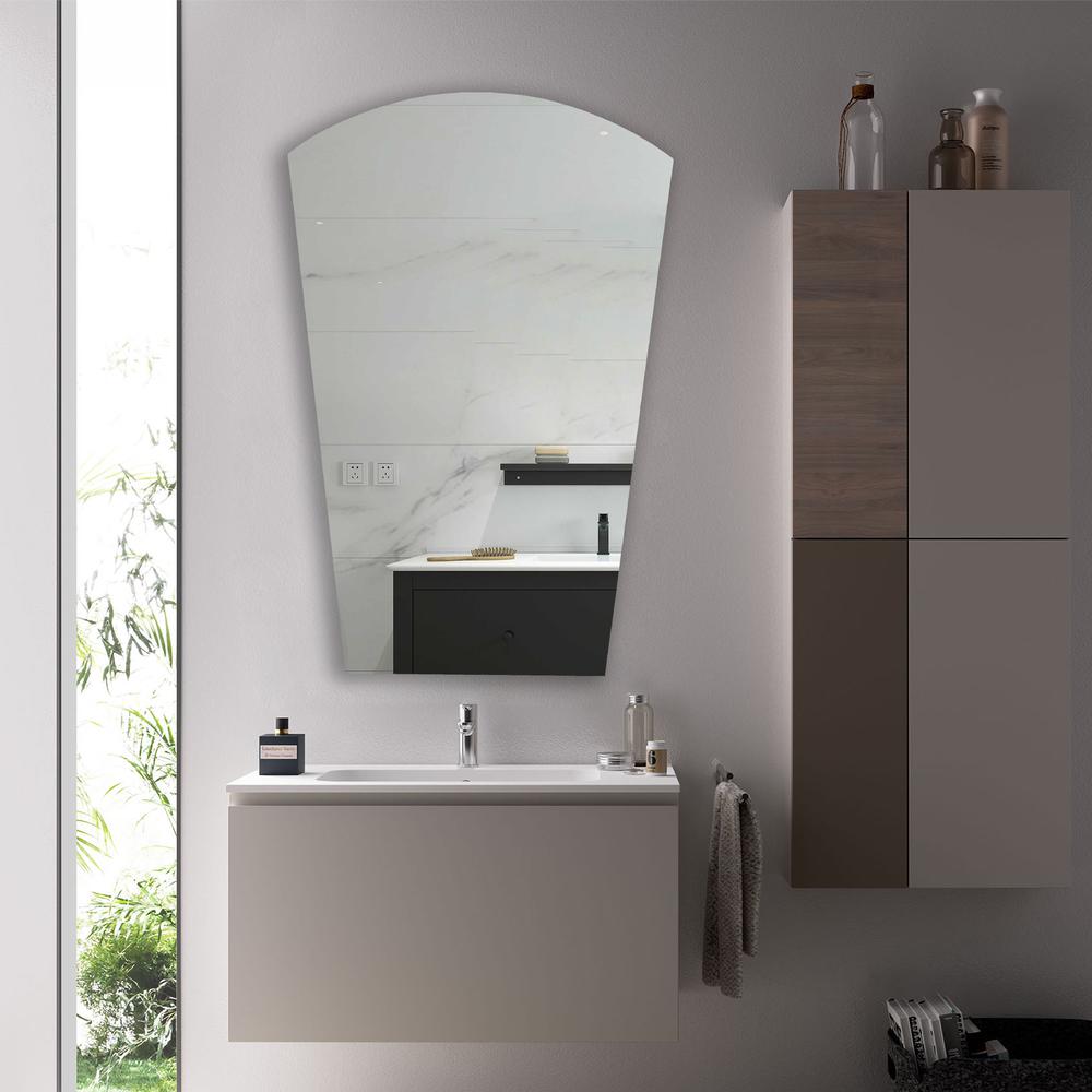 CHLOE's Reflection Verical/Horizontal Hanging Arched-Rectangle Shaped Frameless Wall Mirror 35" Height