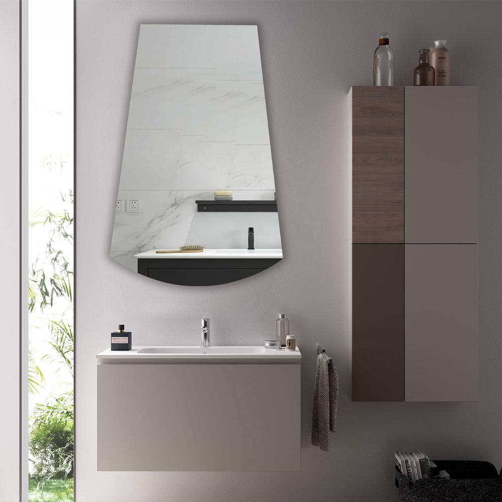 CHLOE's Reflection Verical/Horizontal Hanging Arched-Rectangle Shaped Frameless Wall Mirror 35" Height