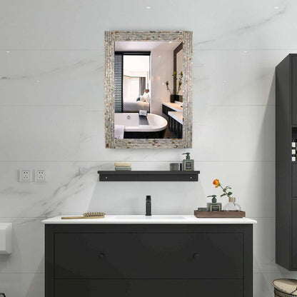 Chloe'S Reflection Seashell Finish Rectangular Framed Wall Mirror 32" Height