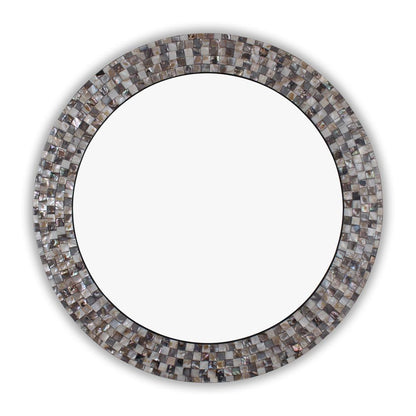 CHLOE's Reflection Vertical Hanging Seashell Finish Round Framed Wall Mirror 30" Height