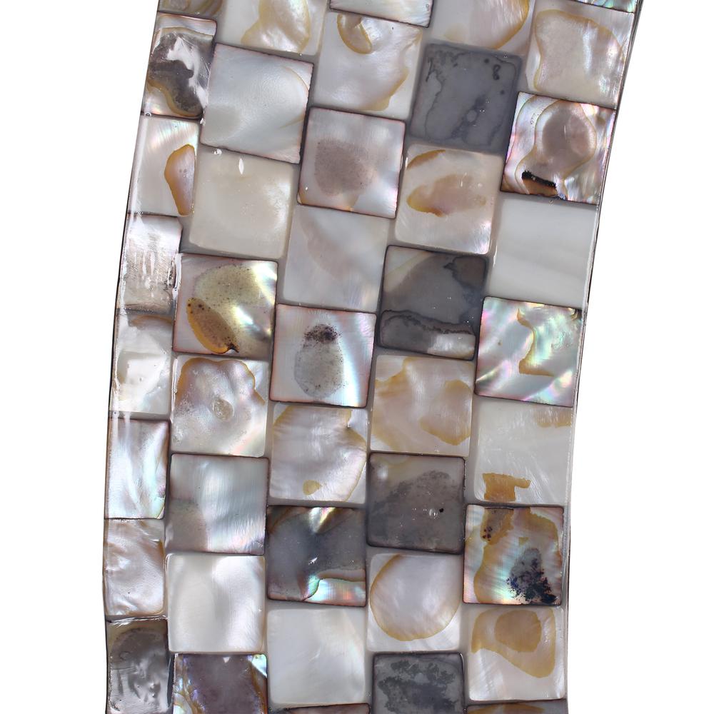 CHLOE's Reflection Vertical Hanging Seashell Finish Round Framed Wall Mirror 30" Height