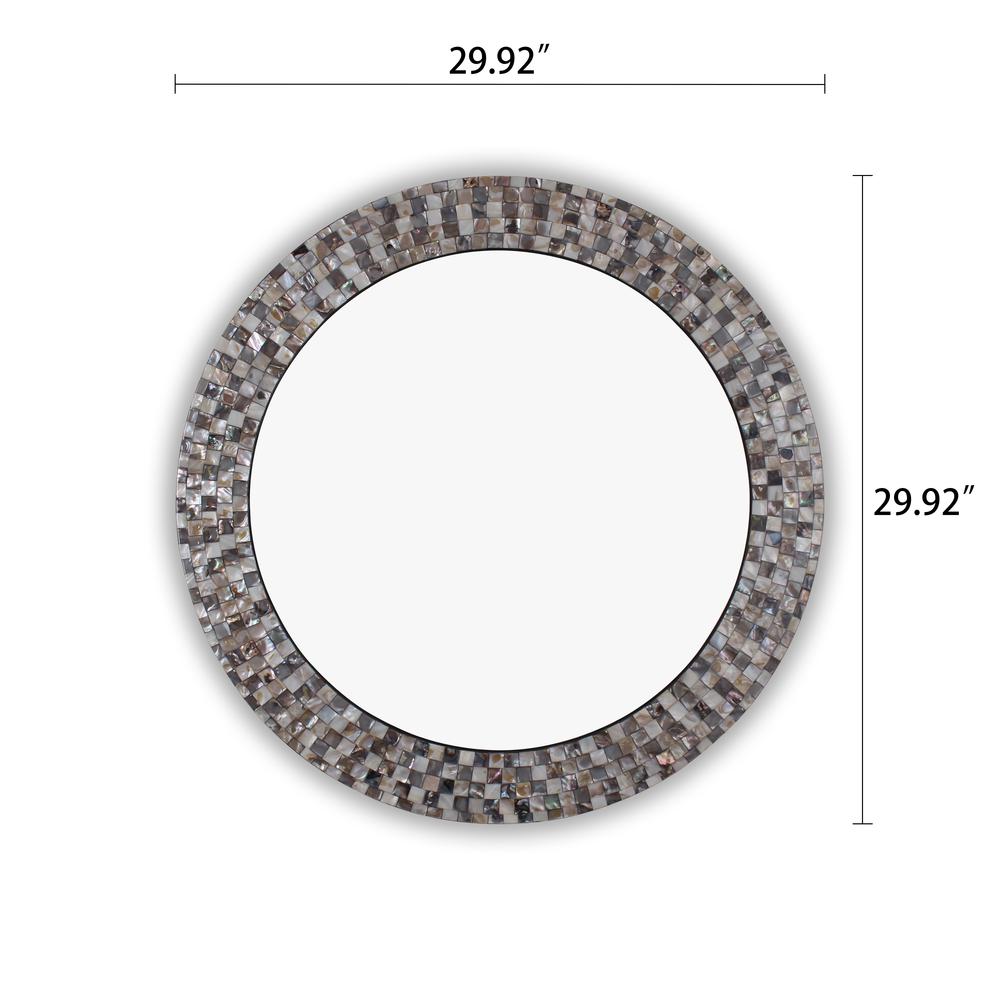 CHLOE's Reflection Vertical Hanging Seashell Finish Round Framed Wall Mirror 30" Height