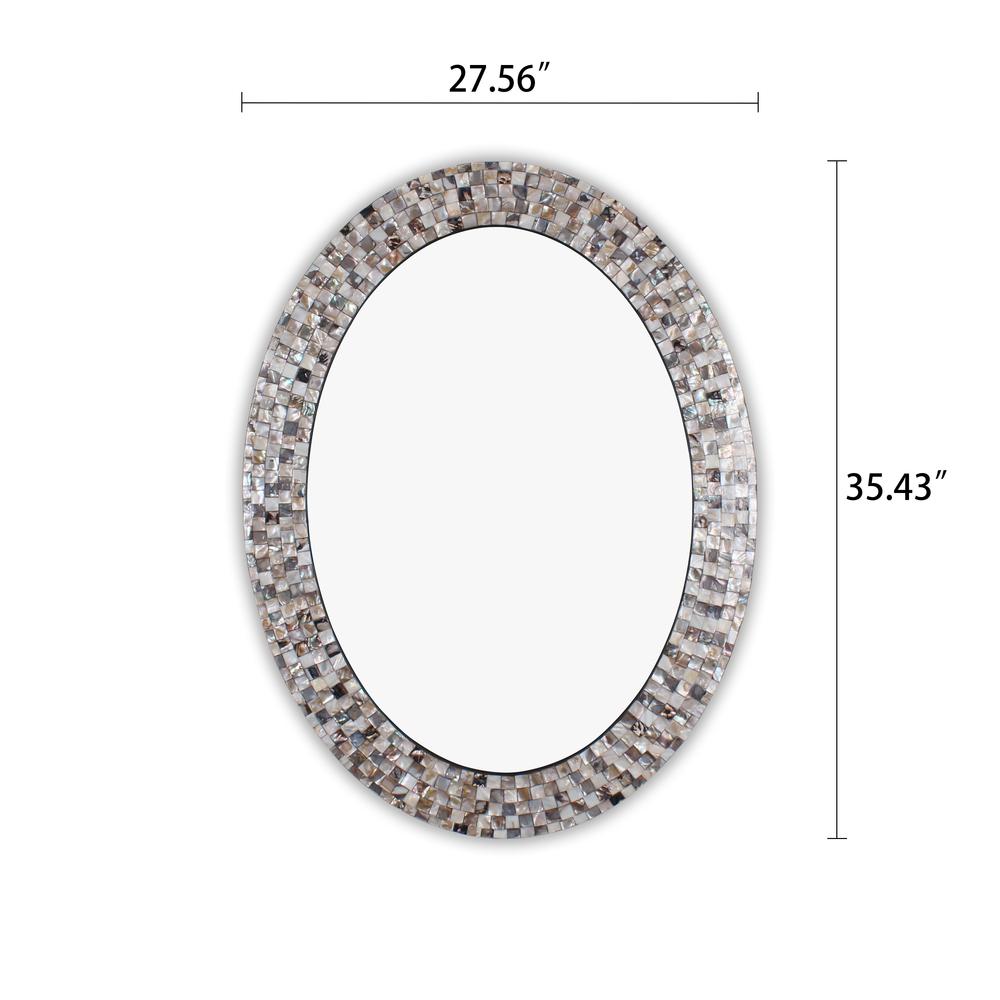 CHLOE's Reflection Vertical Hanging Seashell Finish Oval Framed Wall Mirror 35" Height