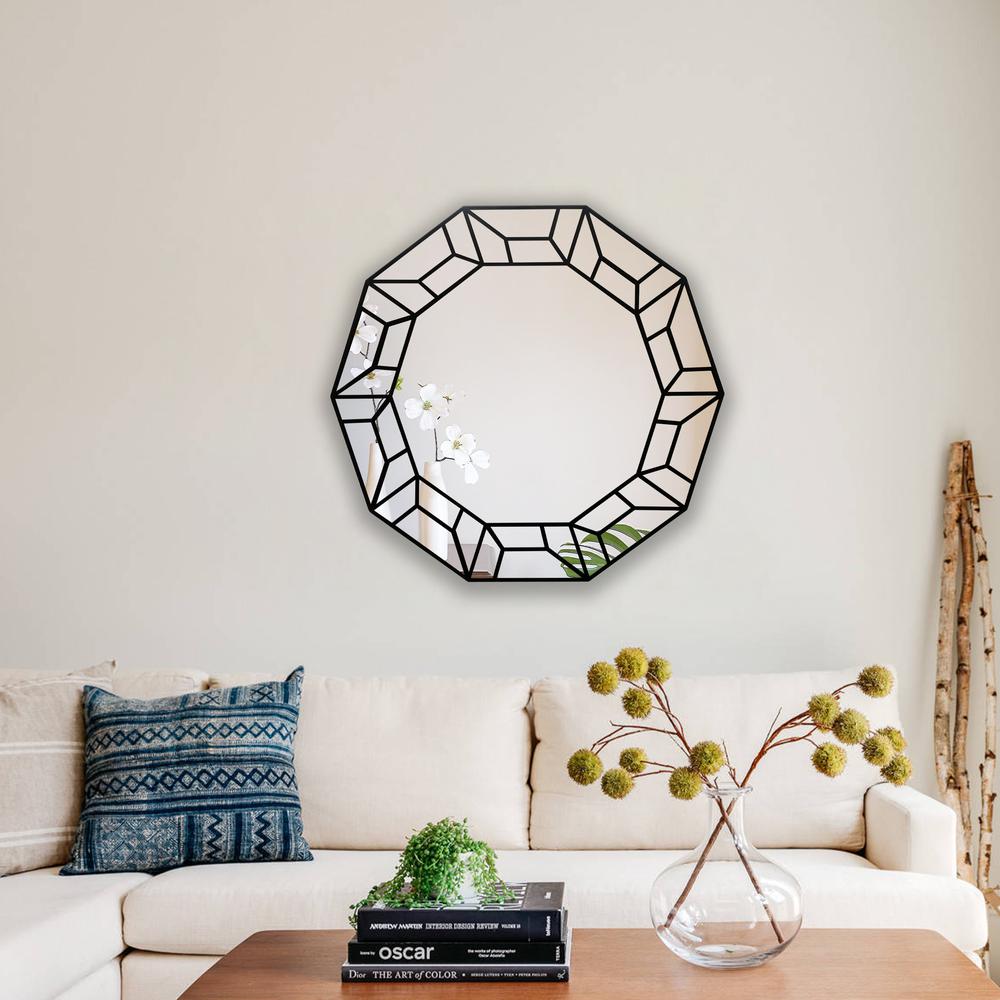 CHLOE's Reflection Contemporary Black Finish Decagon Framed Wall Mirror 31" Width