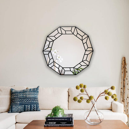 CHLOE's Reflection Contemporary Black Finish Decagon Framed Wall Mirror 31" Width