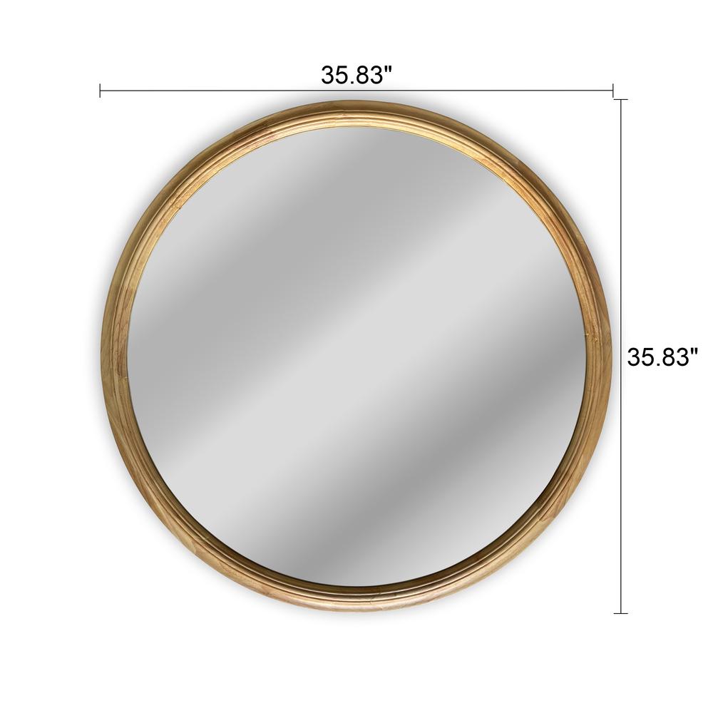 CHLOE's Reflection Contemporary Maple Wood Finish Round Framed Wall Mirror 36" Width