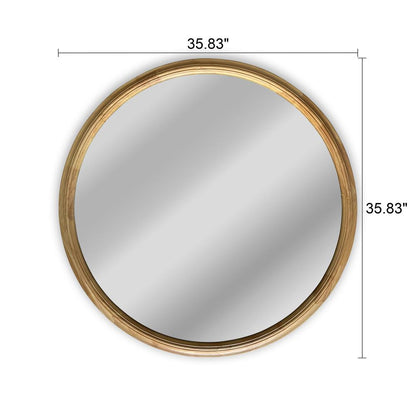 CHLOE's Reflection Contemporary Maple Wood Finish Round Framed Wall Mirror 36" Width
