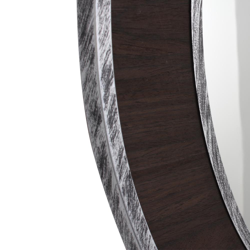 CHLOE's Reflection Vertical Hanging Black-Wood Finish Circle Framed Wall Mirror 30" Height