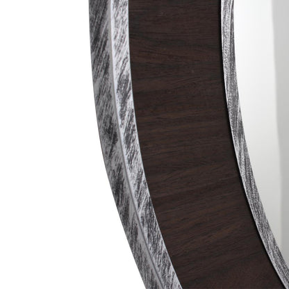 CHLOE's Reflection Vertical Hanging Black-Wood Finish Circle Framed Wall Mirror 30" Height