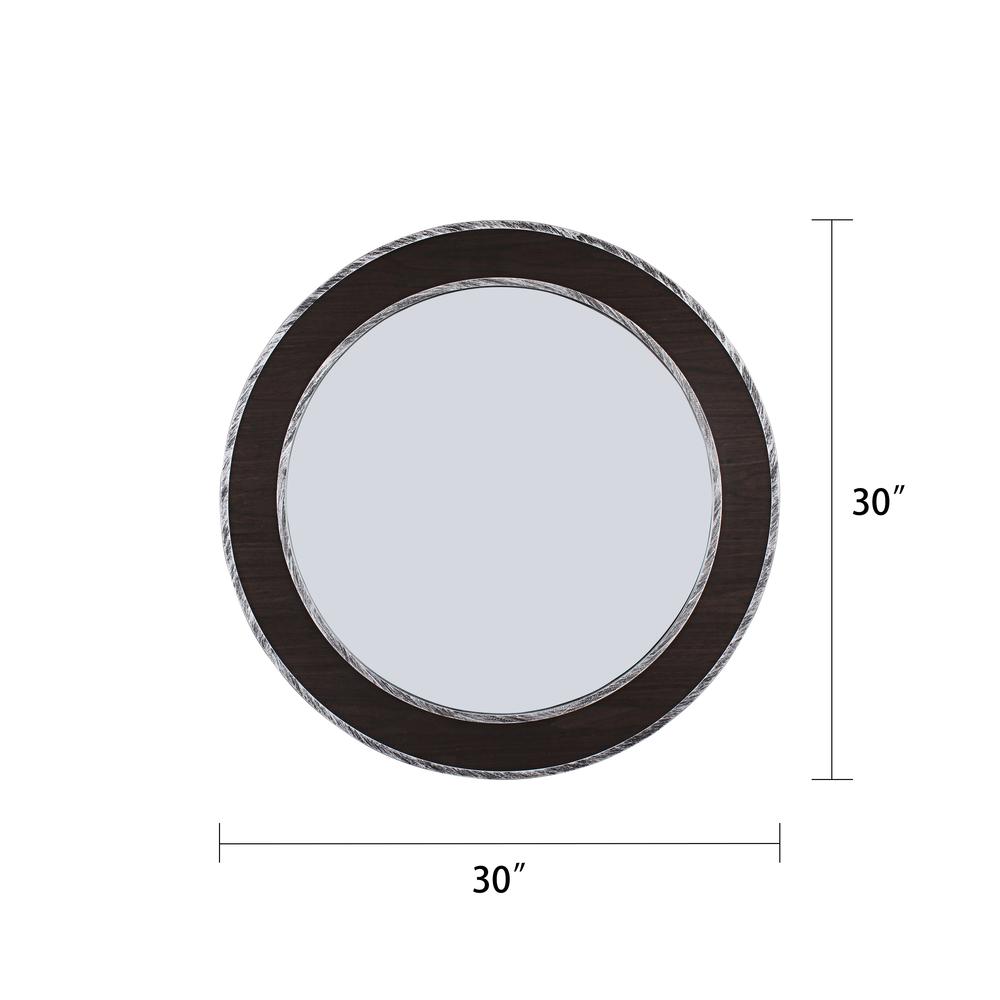 CHLOE's Reflection Vertical Hanging Black-Wood Finish Circle Framed Wall Mirror 30" Height
