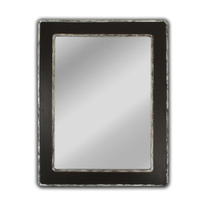 CHLOE's Reflection Vertical Hanging Wood & Iron Silver/Black Finish Rectangle Framed Wall Mirror 35" Height