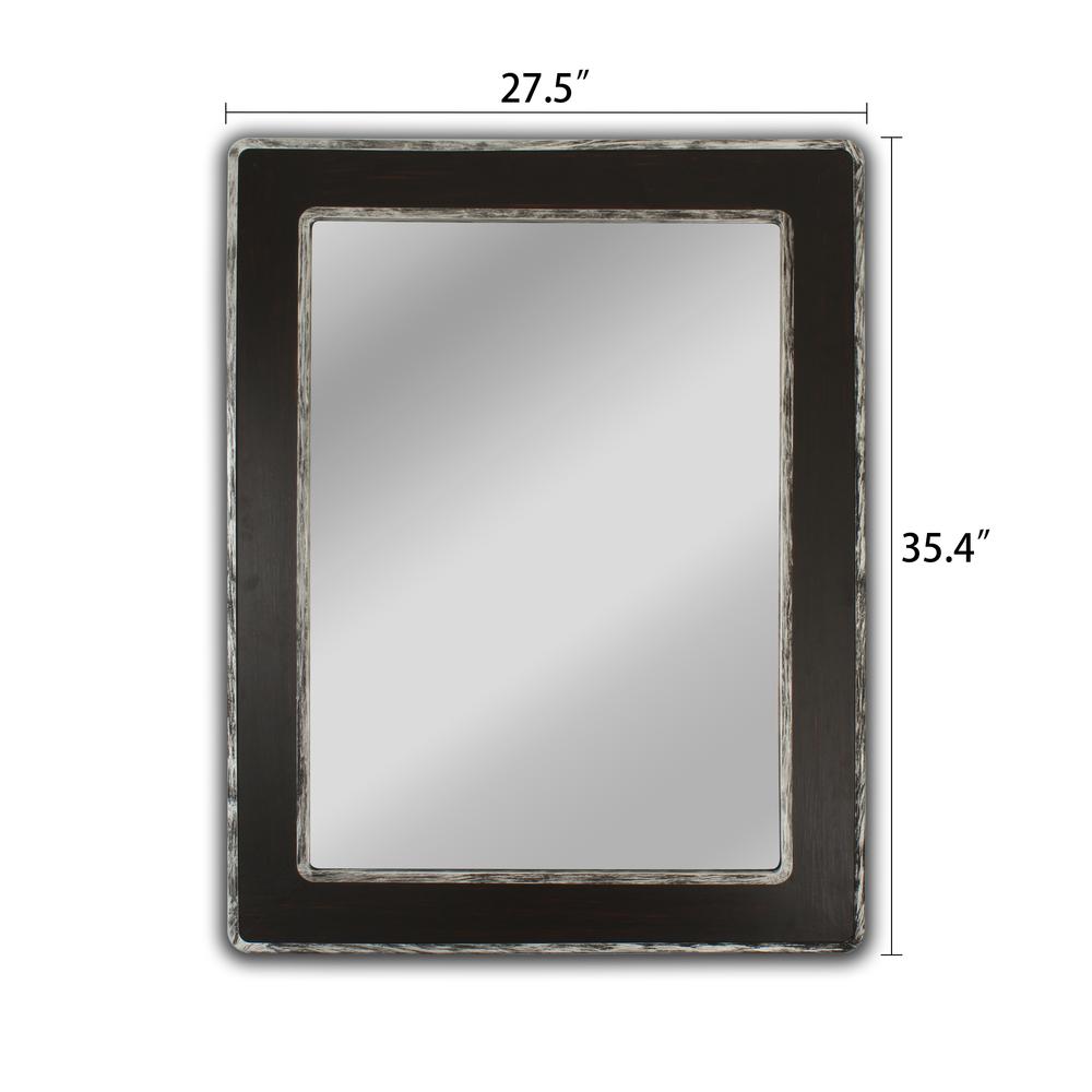 CHLOE's Reflection Vertical Hanging Wood & Iron Silver/Black Finish Rectangle Framed Wall Mirror 35" Height