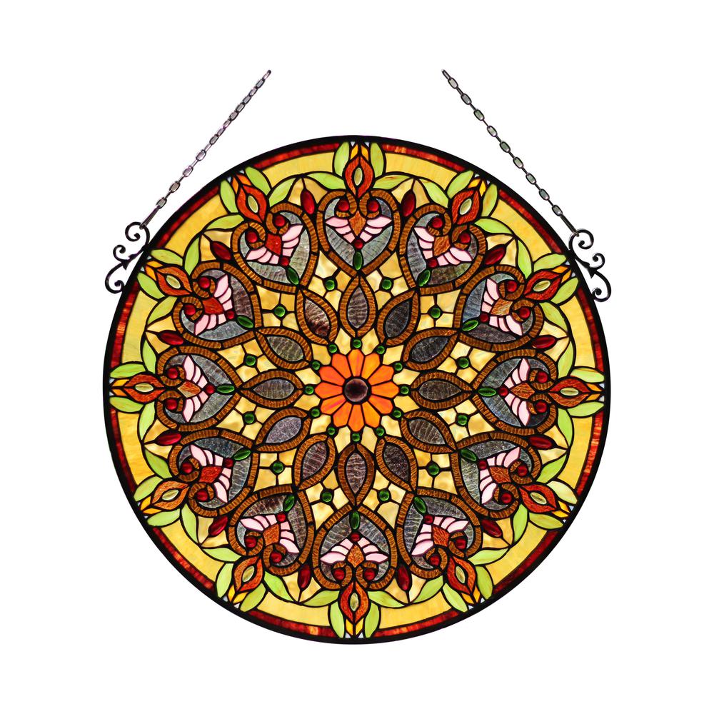 CHLOE Lighting ARABELLA Tiffany-Style Victorian Stained Glass Window Panel 26" Width