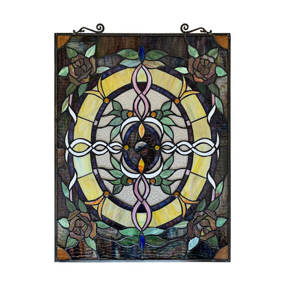 CHLOE Lighting BONICA Tiffany-Style Floral Stained Glass Window Panel 24" Height