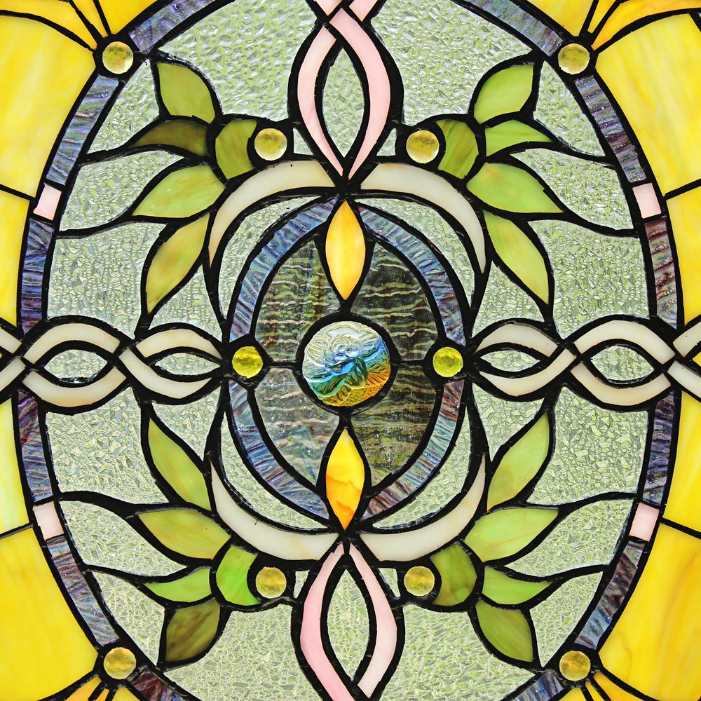 CHLOE Lighting BONICA Tiffany-Style Floral Stained Glass Window Panel 24" Height