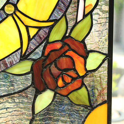 CHLOE Lighting BONICA Tiffany-Style Floral Stained Glass Window Panel 24" Height