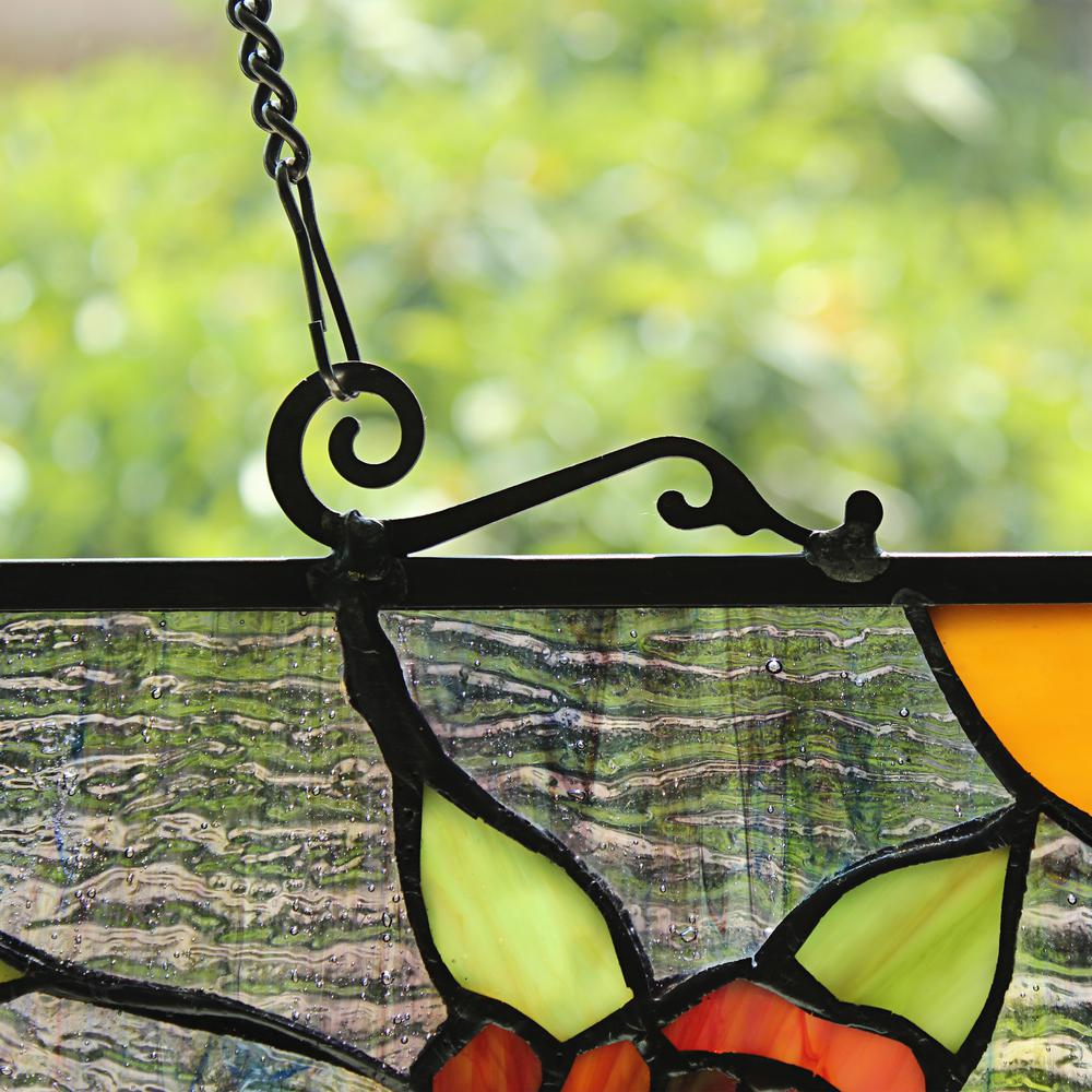 CHLOE Lighting BONICA Tiffany-Style Floral Stained Glass Window Panel 24" Height