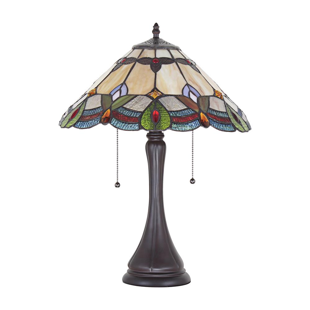 CHLOE Lighting HOWARD Tiffany-style 2 Light Table Lamp 16" Shade