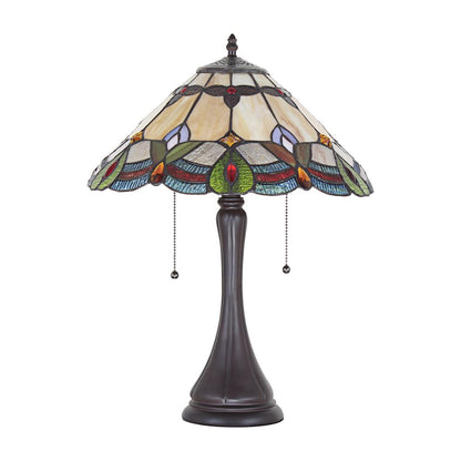 CHLOE Lighting HOWARD Tiffany-style 2 Light Table Lamp 16" Shade