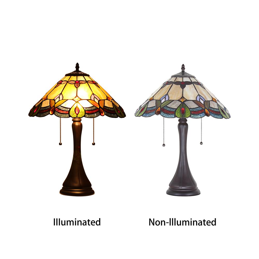 CHLOE Lighting HOWARD Tiffany-style 2 Light Table Lamp 16" Shade