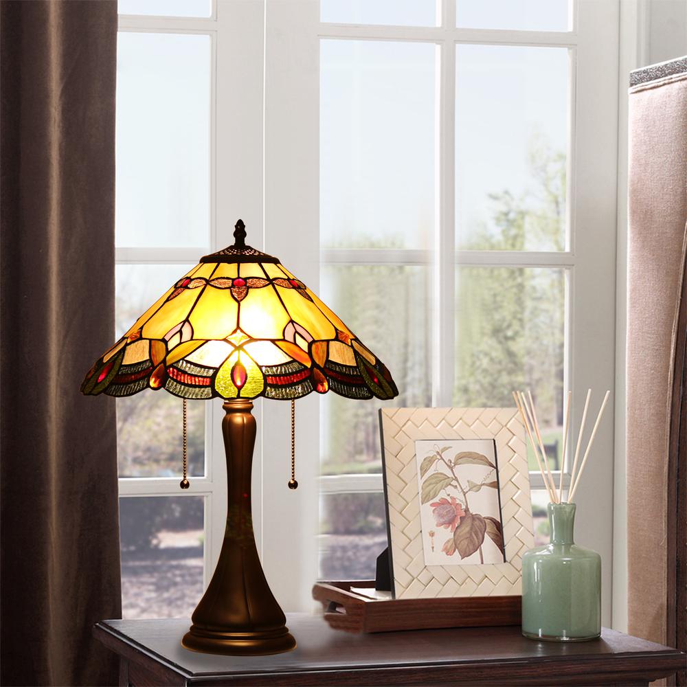CHLOE Lighting HOWARD Tiffany-style 2 Light Table Lamp 16" Shade