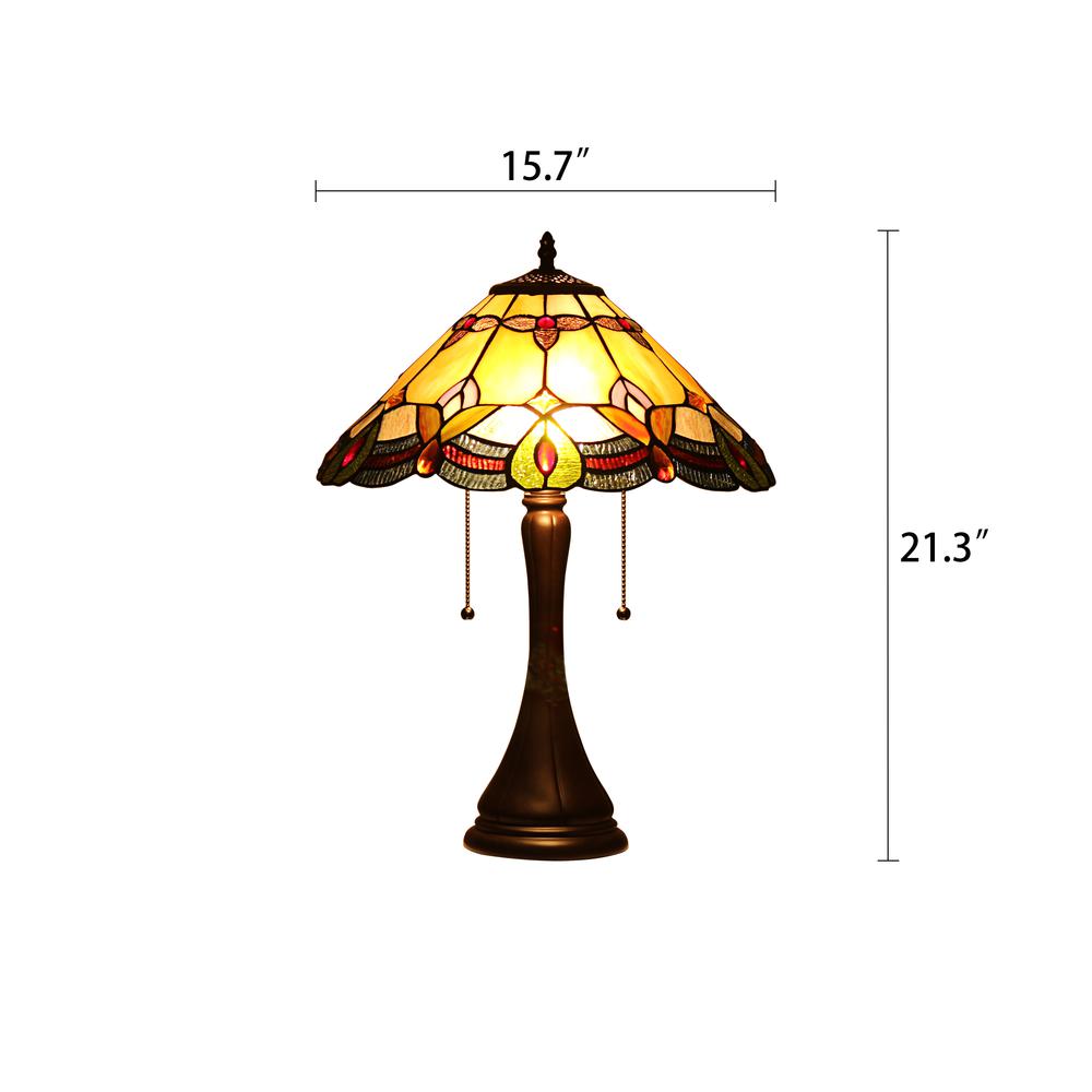 CHLOE Lighting HOWARD Tiffany-style 2 Light Table Lamp 16" Shade