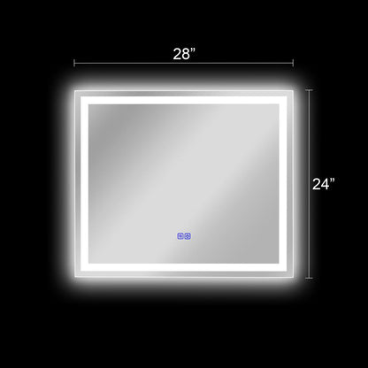 CHLOE Lighting LUMINOSITY Back Lit Rectangular TouchScreen LED Mirror 3 Color Temperatures 3000K-6000K 28" Wide