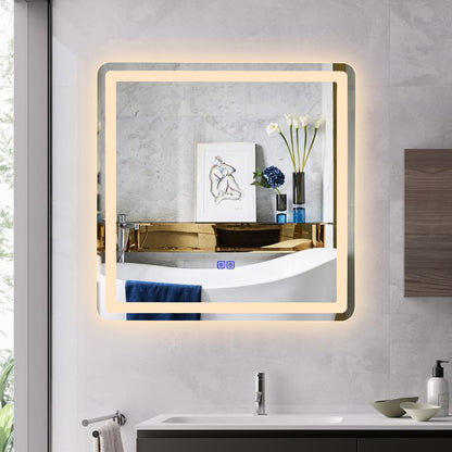CHLOE Lighting LUMINOSITY Back Lit Rectangular TouchScreen LED Mirror 3 Color Temperatures 3000K-6000K 30" Wide