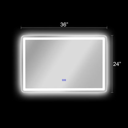 CHLOE Lighting- LUMINOSITY Back Lit Rectangular TouchScreen LED Mirror 3 Color Temperatures 3000K-6000K 36" Wide