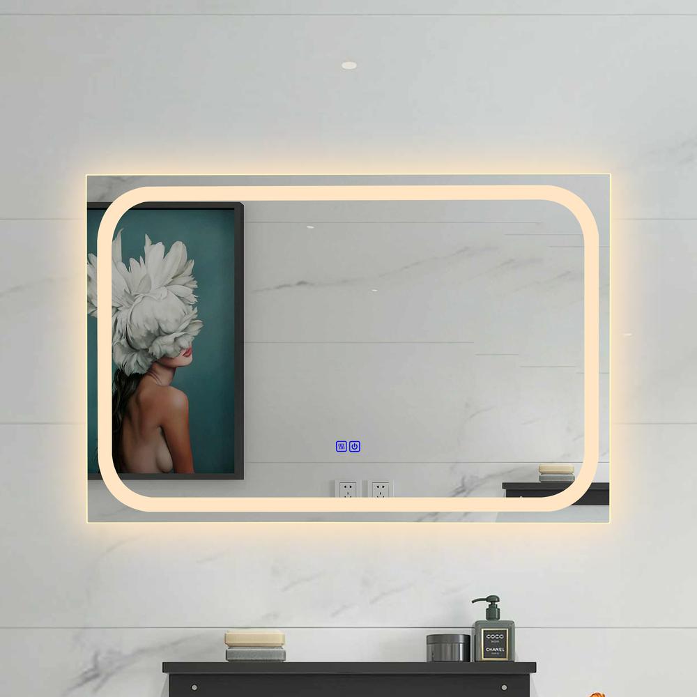 CHLOE Lighting LUMINOSITY Back Lit Rectangular TouchScreen LED Mirror 3 Color Temperatures 3000K-6000K 36" Wide