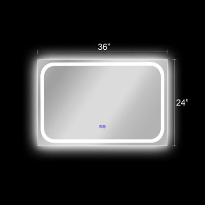 CHLOE Lighting LUMINOSITY Back Lit Rectangular TouchScreen LED Mirror 3 Color Temperatures 3000K-6000K 36" Wide